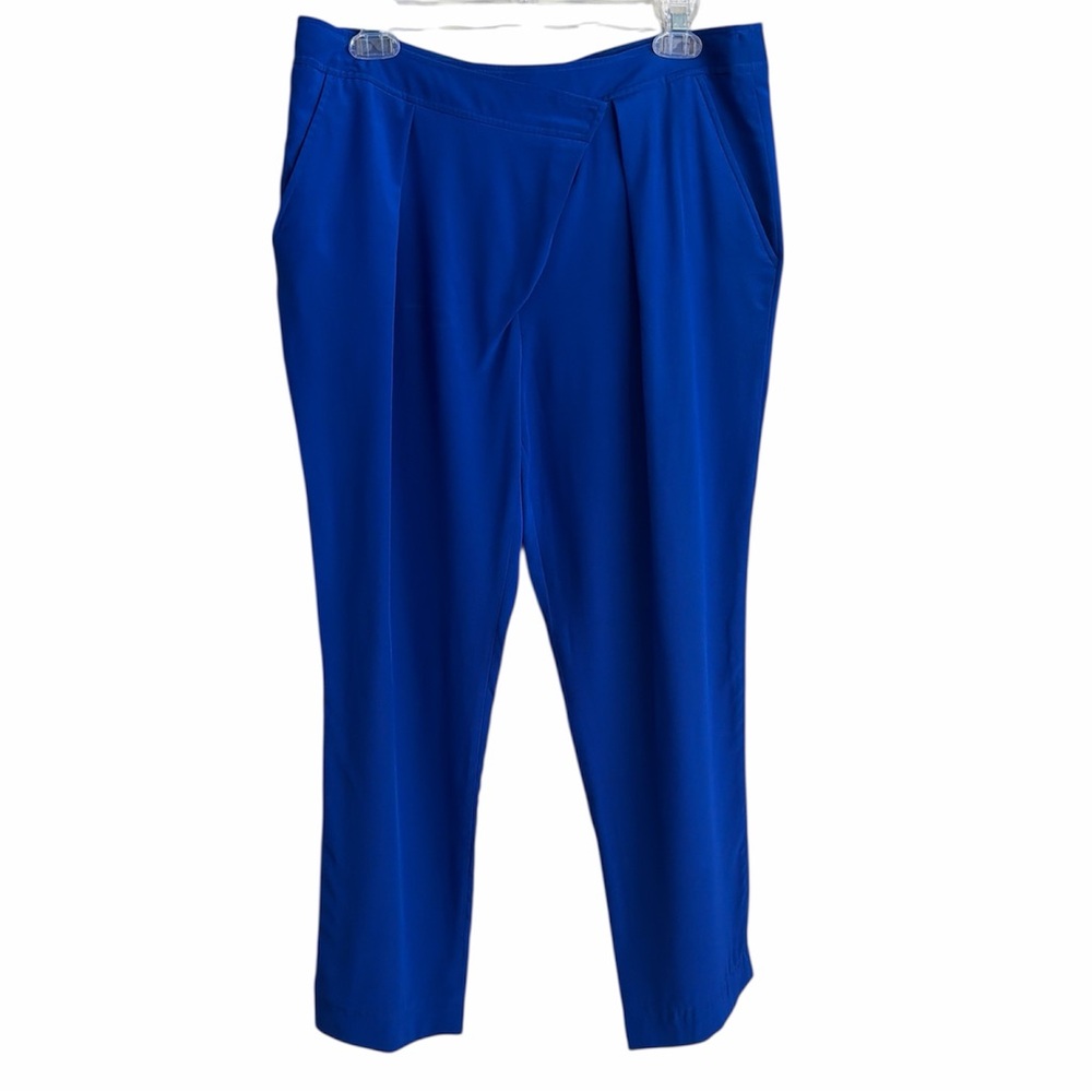 TIBI NY Blue Silk Asymmetrical Crossover Waist Dress Pant Crop Trousers Size‎ 8